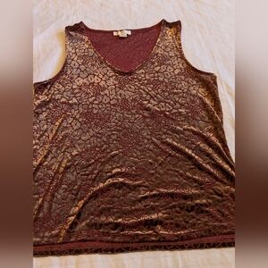 Finn & Grace Velvet Burnout Tank Top/Sleeveless Blouse Size Small